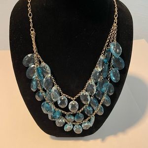 22 Inch Gold & Teal Statement Fashion Necklace